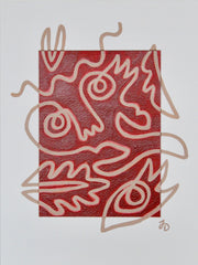 Fingers Faces & Plants in Red & Rose Mat