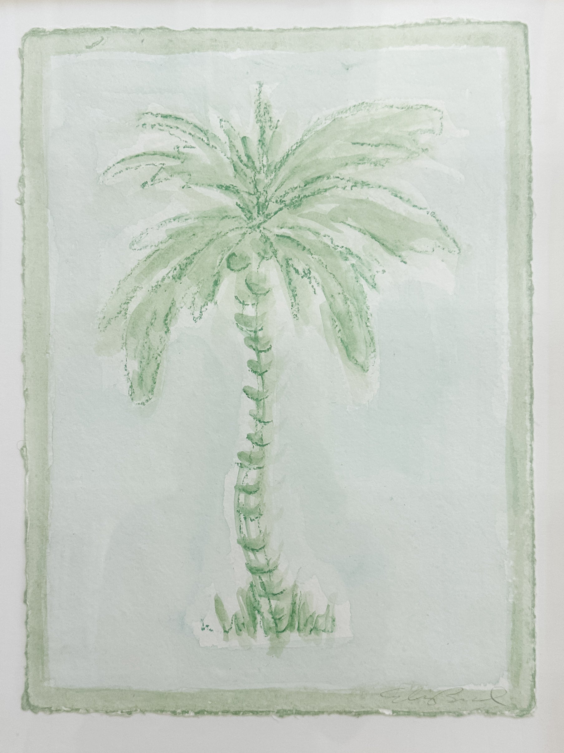 Toile Palm No. 15 (Green & Pale Aqua)