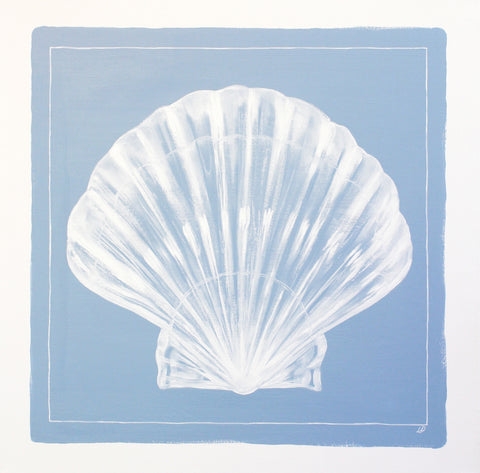 Scallop Shell on Blue